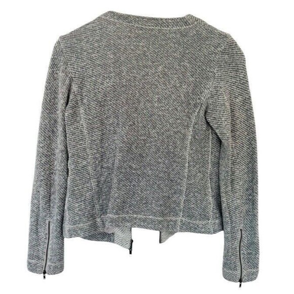 EILEEN FISHER Organic Cotton Terry Moto Jacket Zip Front Gray Ash Chic Biker XXS - Picture 2 of 10